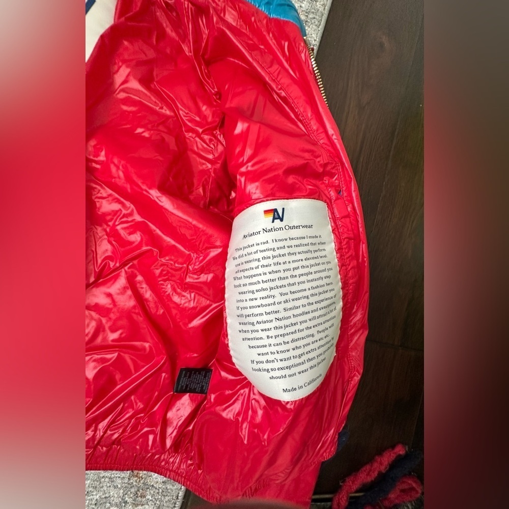 Aviator Nation Color Block Luxe Après Puffer Jacket Glossy Cherry XS Rare - Picture 9 of 16
